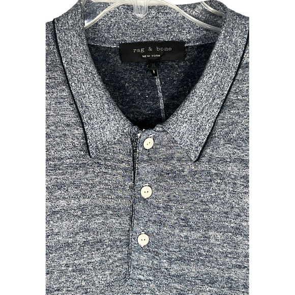 Rag & Bone Polo Shirt Mens Extra Large Gray Standard Issue Heather Short Sleeve - Picture 2 of 4